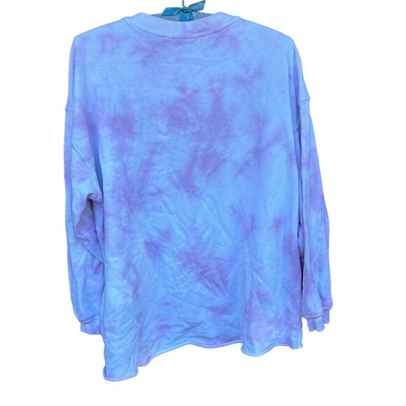 Mighty Fine “Je T’aime” Pink Tie Dye Oversized Crop Sweatshirt Size XS - Picture 8 of 12